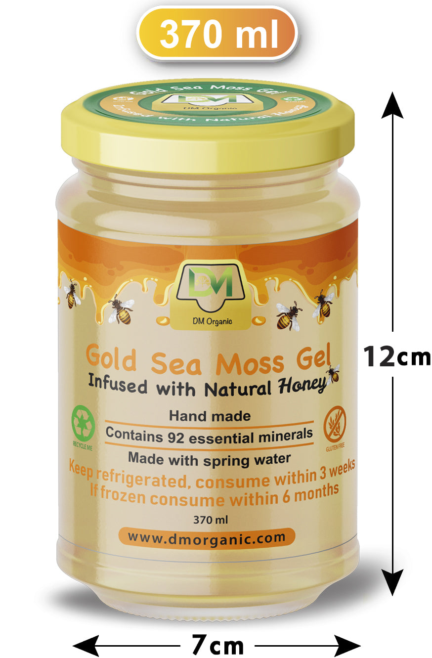 St Lucian Sea Moss Gel x Raw, Natural Honey Infusion 370ml / 500ml  | UK MADE | Fresh to Order | Organic | 100% Non GMO | Immune Support | Dr Sebi approved